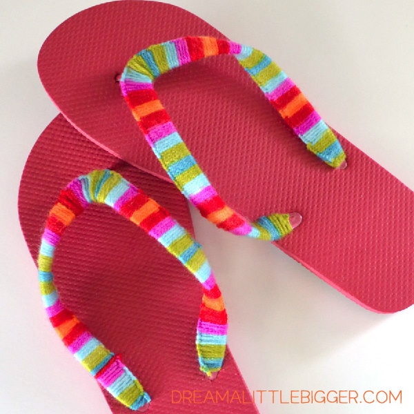 Cheap and Easy Rainbow Yarn Flip Flops Tutorial (she: Allison) - Or so ...