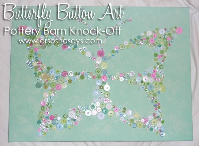 Butterly Button Art ~ Pottery Barn Knock-Off