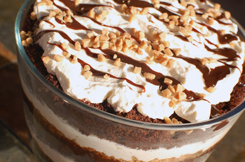 So, this Chocolate Toffee Trifle is one of those desserts that is so insanely easy but when you bring it in the room...mouths drop. www.orsoshesays.com #dessert #recipe #chocolate #trifle #toffee #chocolatetoffeetrifle