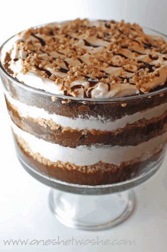 So, this Chocolate Toffee Trifle is one of those desserts that is so insanely easy but when you bring it in the room...mouths drop. www.orsoshesays.com #dessert #recipe #chocolate #trifle #toffee #chocolatetoffeetrifle