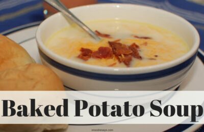 Two great recipes for Christmas ~ baked potato soup and New Orleans bread pudding plus some fun Christmas traditions! #recipes #christmas #bakedpotatosoup #breadpudding #caramel sauce #traditions