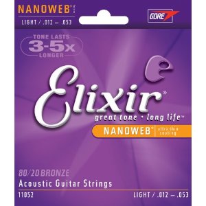 Elixir Light Nanoweb 80/20 Bronze Acoustic Guitar Strings