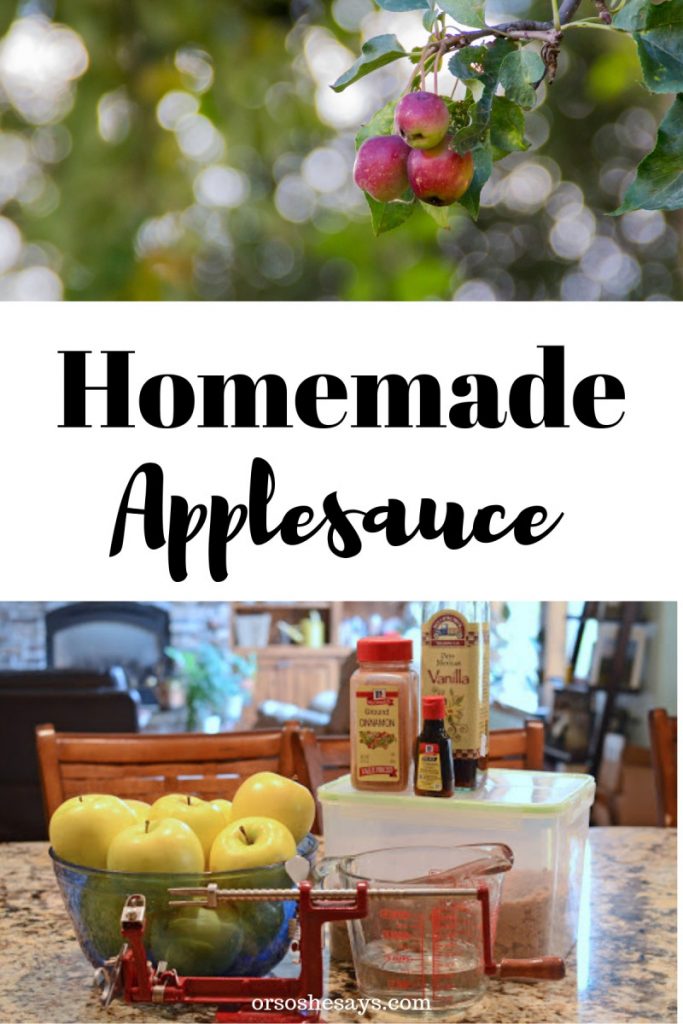 Who knew making homemade applesauce was so easy?! Get the how-to on orsoshesays.com #homemade #applesauce #homemadeapplesauce #applesaucerecipe #recipe #sidedish #kidfood