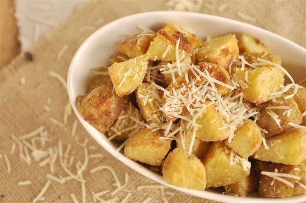 Parmesan Roasted Potatoes @yourhomebasedmom.com