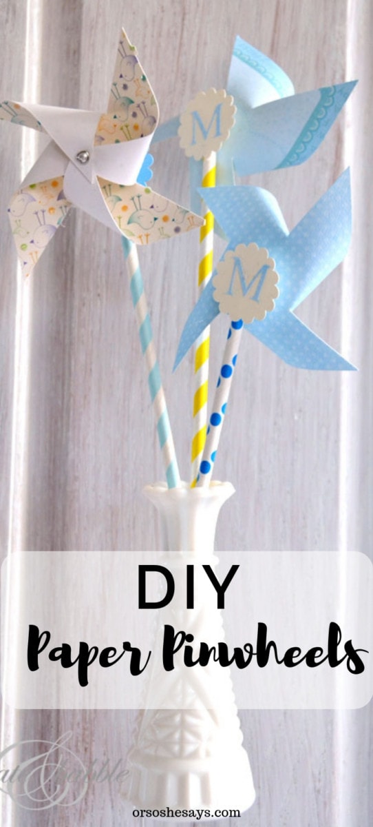 DIY Paper Pinwheels - perfect baby or bridal shower decor on www.orsoshesays.com 