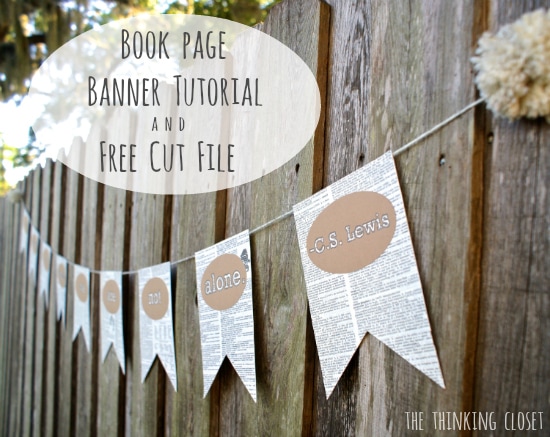 Book Page Banner Tutorial & Free Cut File | The Thinking Closet