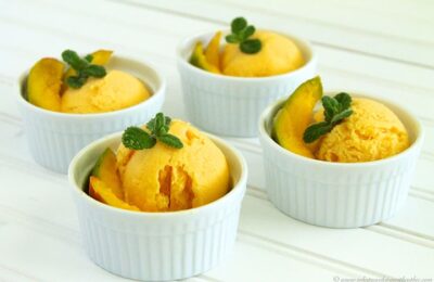 Mango-Greek Yogurt Sherbet by www.whatscookingwithruthie.com