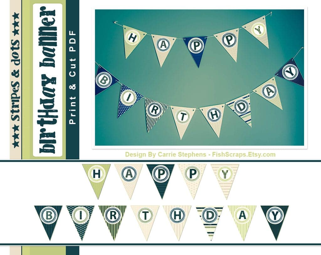 stripes dots birthday banner free printable or so she