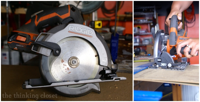 Circular saw for cutting fiber board.