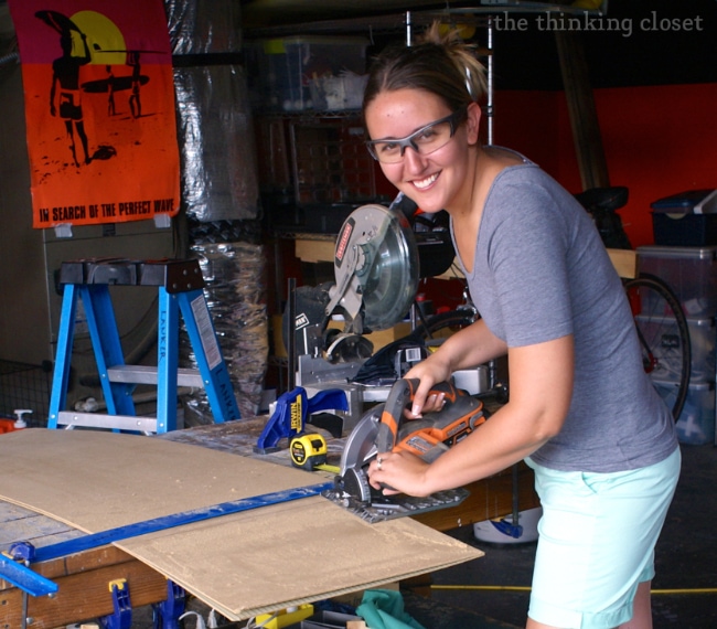 Circular Saw and Protective Eyewear in Action