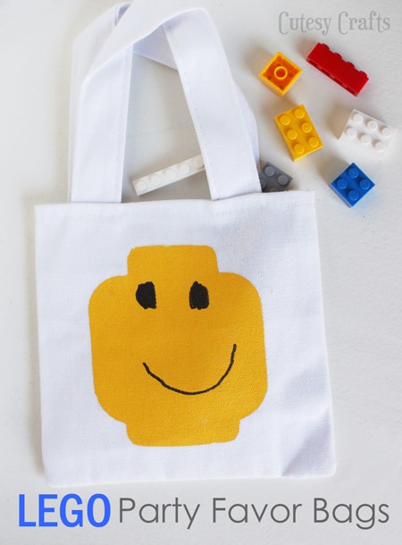 Lego Party Favor Bags - Let the kids draw the faces!