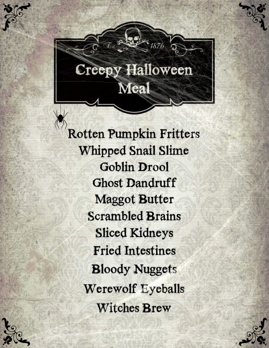 Creepy Halloween Meal! Menu and printables are ready to go!