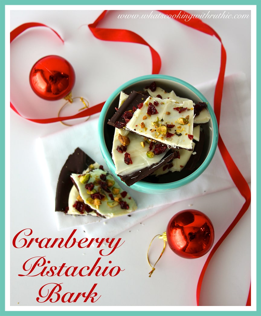 Cranberry Pistachio Bark by whatscookingwithruthie.com