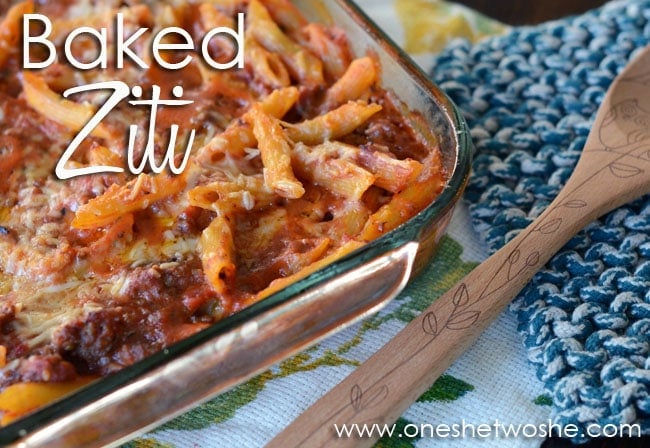 Baked Ziti ~ Kid-Friendly (and awesome!) www.oneshetwoshe.com