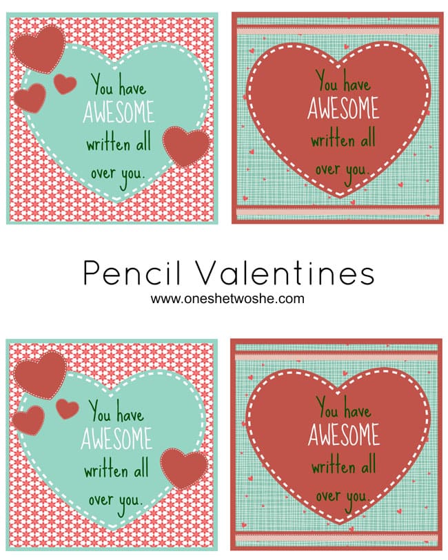 Free Printable Pencil Valentines