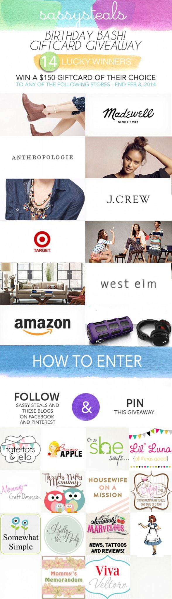 Sassy Steals Giveaway!! 14 winners! www.orsoshesays.com