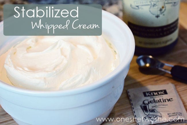 Stabilized Whipped Cream www.oneshetwoshe.com