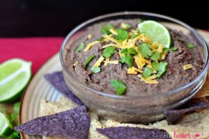 Zesty Black Bean Dip ~ a healthy, quick and easy snack for Super Bowl Sunday or any day | FiveHeartHome.com for OneSheTwoShe.com