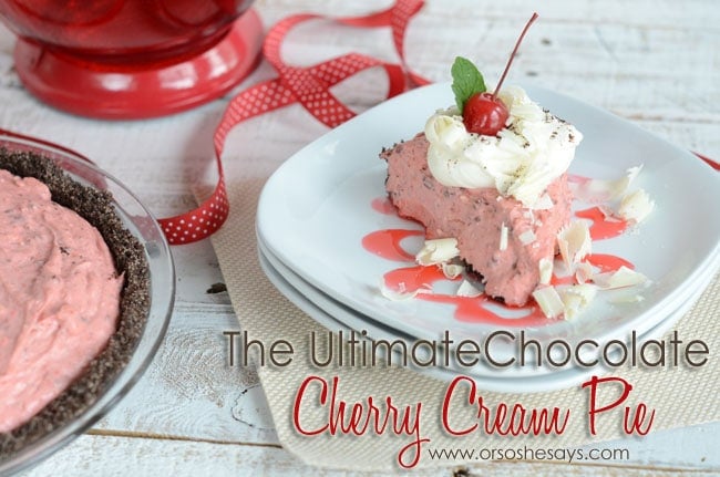 Chocolate Cherry Cream Pie www.orsoshesays.com