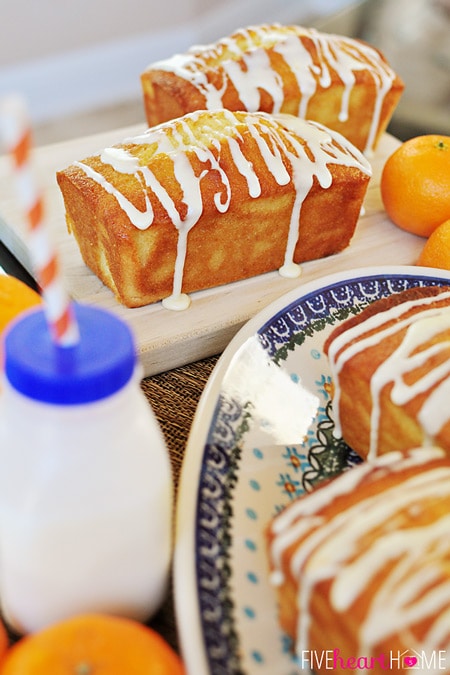 Orange Pound Cake Mini Loaves ~ this moist pound cake tastes like a burst of sunshine! | orsoshesays.com #orangepoundcake #poundcake #dessert #recipe