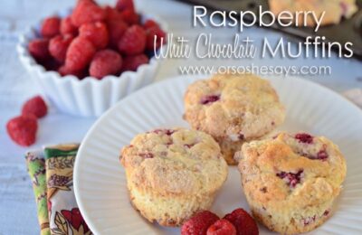 Raspberry White Chocolate Muffins www.orsoshesays.com