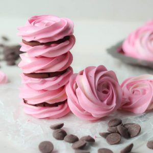Raspberry Mering Rosettes with Whipped Chocolate Ganache | Baking a Moment