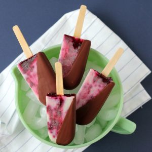 Chocolate Dipped Blackberry Buttermilk Popsicles | Baking a Moment