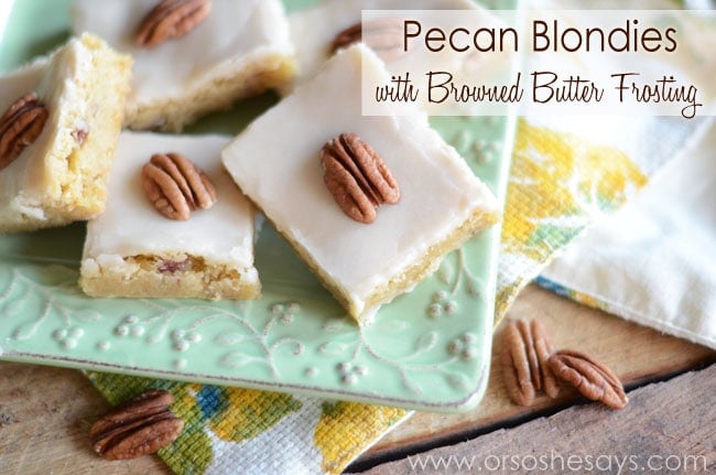 Pecan Blondies with Browned Butter Frosting