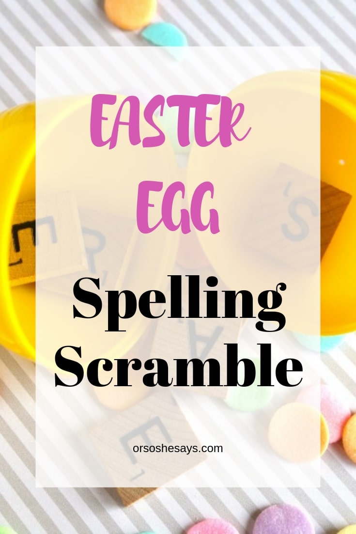 Easter Egg Spelling Scramble - Fun Easter game! www.orsoshesays.com #easter #eggstuffers #games