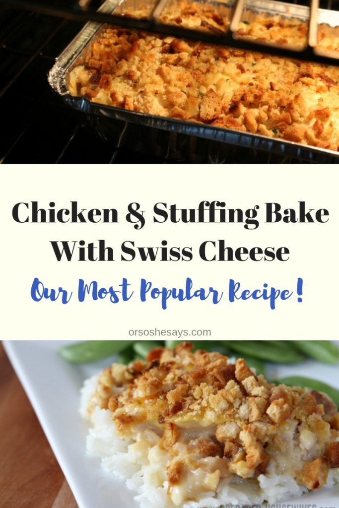 Swiss Cheese Chicken and Stuffing Bake - Easiest Freezer Meal Ever ...