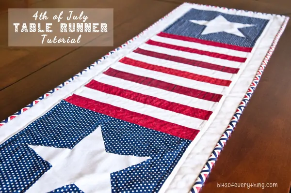 "Patriotic Table Runner Tutorial” is a Free Patriotic Quilted Table Top Pattern designed by Holly from Or So She Says!