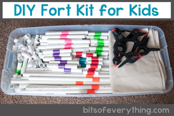 DIY Fort Kit for Kids ~ Great for indoor or outdoor use! #DIY #craftforkids #kidscraft #familyfun #fort #diyfort #summerfun #rainydayfun #pvcpipe 