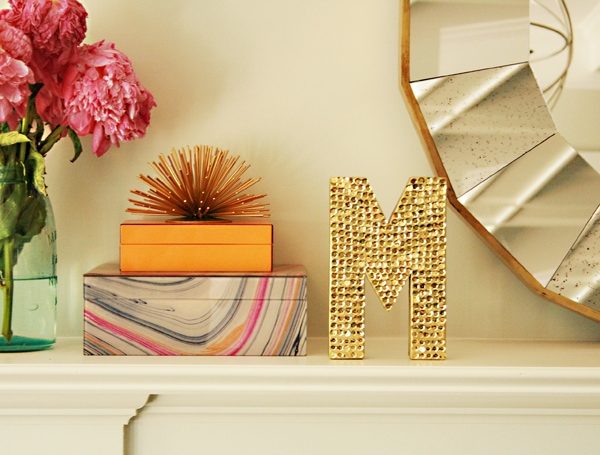 This is a fun, easy project making a sequin monogram letter. Get the how-to on www.orsoshesays.com #sequin #monogramletter #monogram #personalized #DIY #craft