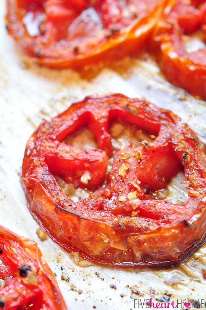 Balsamic Roasted Tomatoes | FiveHeartHome.com for OneSheTwoShe.com