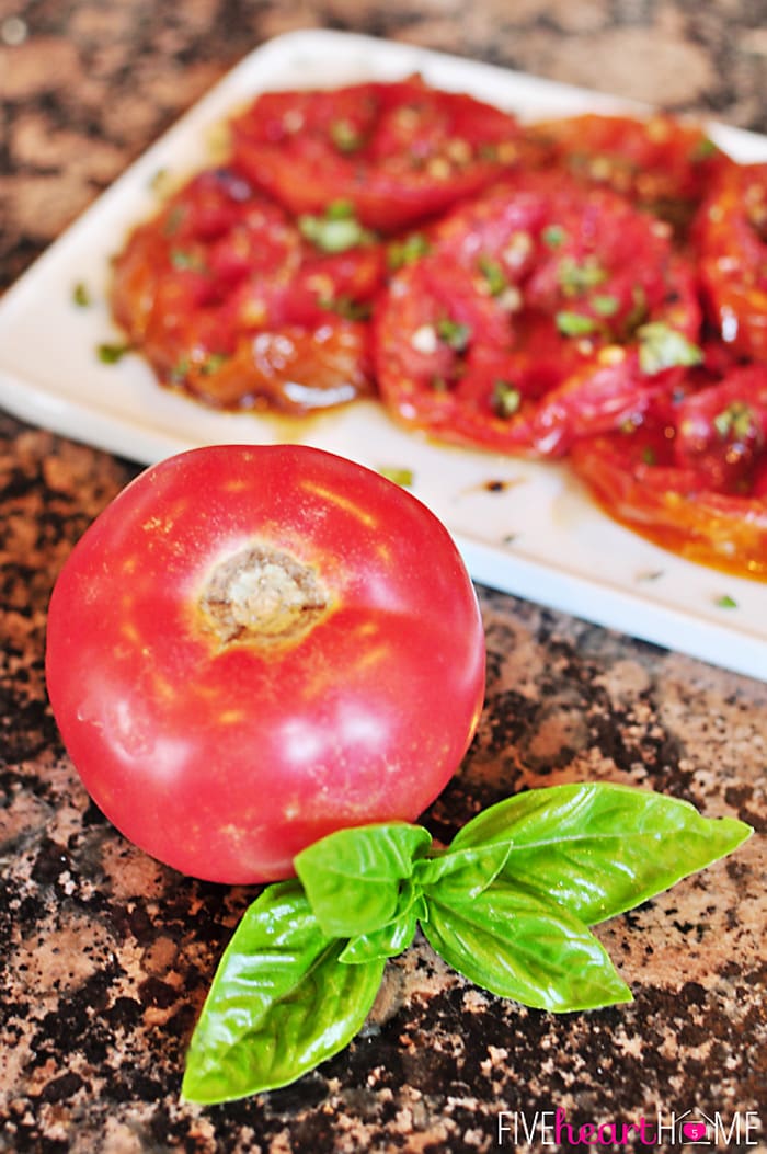 Balsamic Roasted Tomatoes | FiveHeartHome.com for OneSheTwoShe.com