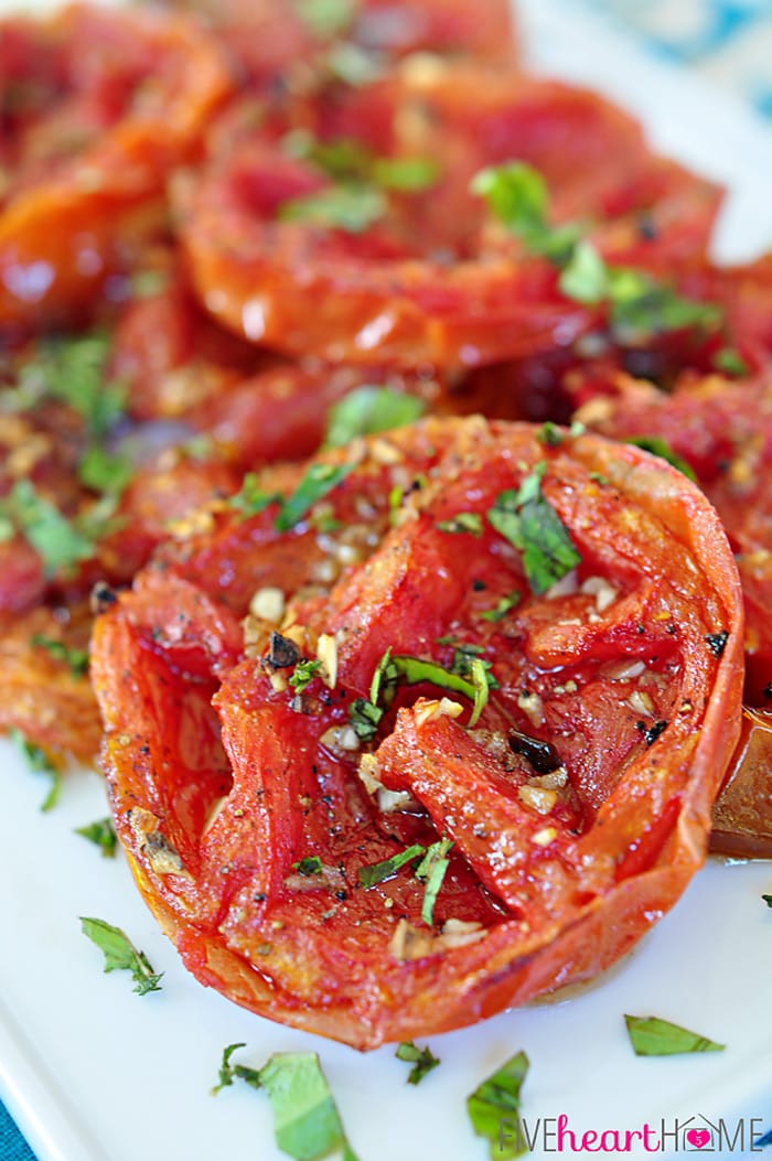 Balsamic Roasted Tomatoes | FiveHeartHome.com for OneSheTwoShe.com