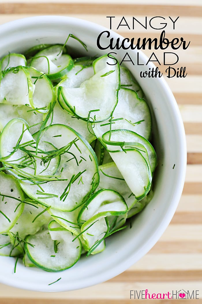 Tangy Cucumber Salad with Dill | FiveHeartHome.com