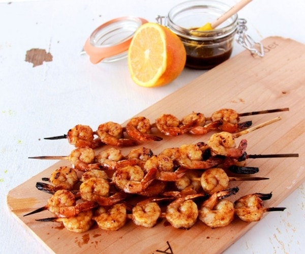 sweet and sour shrimp skewers