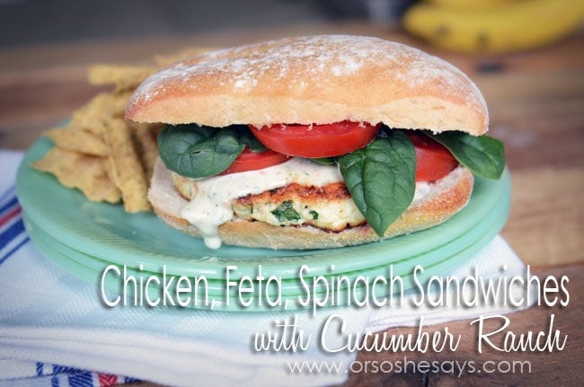 Chicken Feta Spinach Sandwiches with Cucumber Ranch