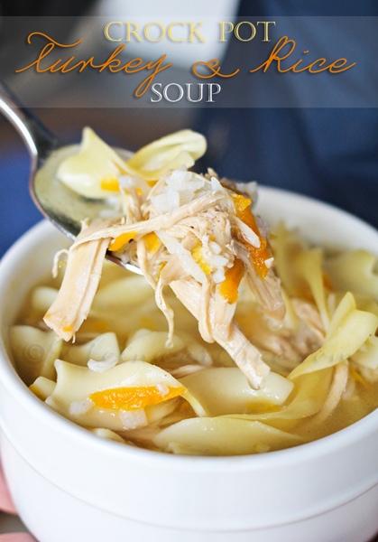 Crock Pot Turkey & Rice soup from Kleinworthco.com