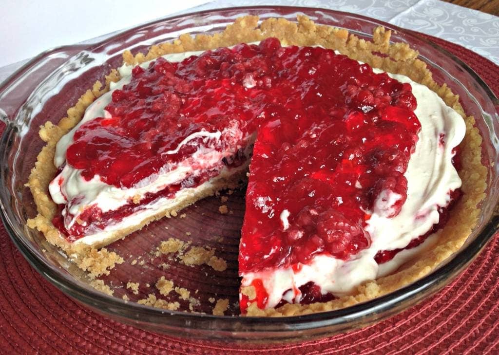 Raspberry Ribbon Pie with Jell-O and Cream Cheese