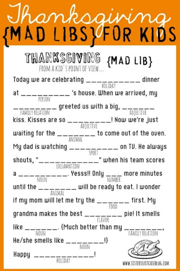 Thanksgiving Madlibs