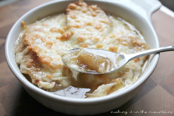 The Absolute BEST French Onion Soup You'll EVER Have - making it in the mountains