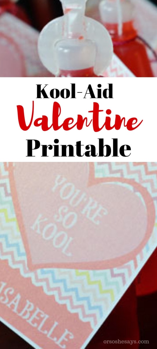 Kids love those individual bottles of Kool-Aid and this Kool-Aid Valentine printable is so perfect to attach! Quick and easy Valentine for kids! orsoshesays.com #ValentinesDay #valentines #valentine #bemine #koolaidvalentine #koolaid #printable #osss