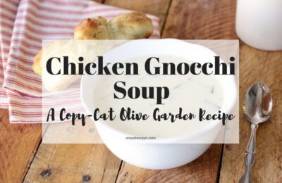 This Chicken Gnocchi Soup is a favorite Olive Garden copycat recipe. It's a perfect winter soup that's easy-to-make and family friendly! www.orsoshesays.com #chickensoup #gnocchi #olivegarden #chickengnocchisoup #soup