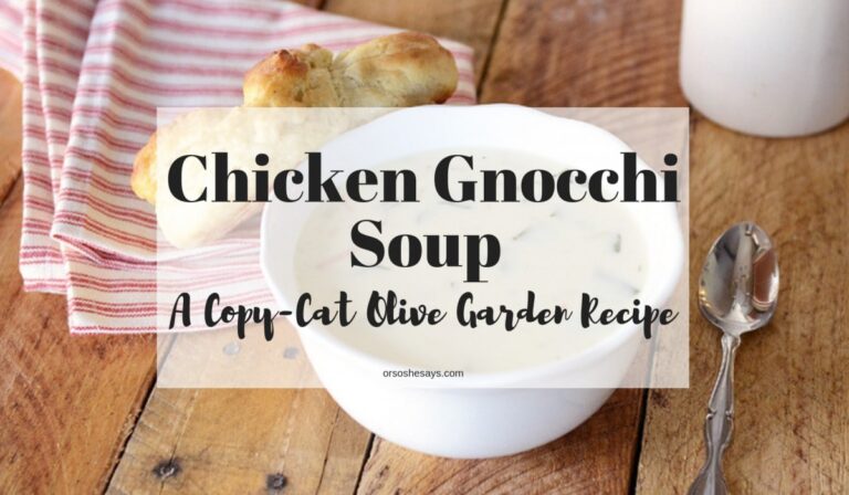 This Chicken Gnocchi Soup is a favorite Olive Garden copycat recipe. It's a perfect winter soup that's easy-to-make and family friendly! www.orsoshesays.com #chickensoup #gnocchi #olivegarden #chickengnocchisoup #soup