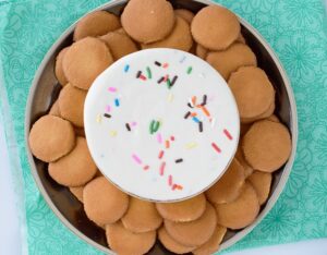 Funfetti Cheesecake Dip - Sweet cheesecake dip with funfetti sprinkles. So easy and perfect with graham crackers, vanilla cookies, or your favorite fruit.