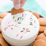 Funfetti Cheesecake Dip - Sweet cheesecake dip with funfetti sprinkles. So easy and perfect with graham crackers, vanilla cookies, or your favorite fruit.