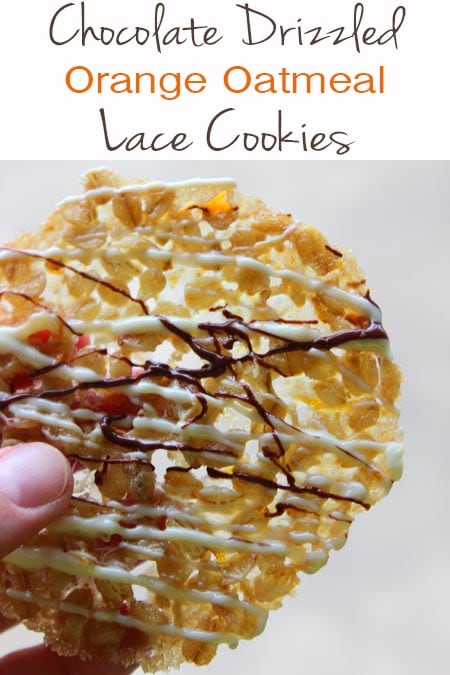 Chocolate Drizzled Orange Oatmeal Lace Cookies