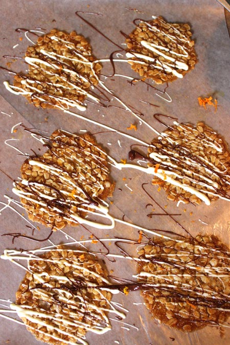 Chocolate Drizzled Orange Oatmeal Lace Cookies - almost too pretty to eat!